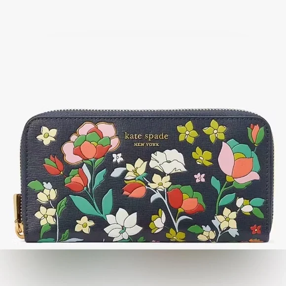 Kate Spade Morgan Flower Bed Embossed Zip-around Continental Wallet - Picture 1 of 6